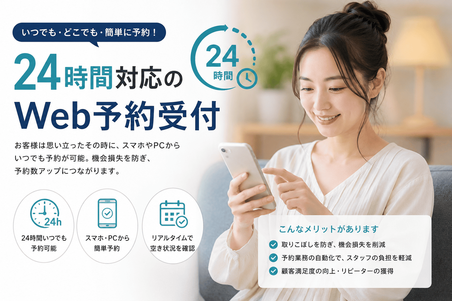 24時間対応のWeb予約受付機能