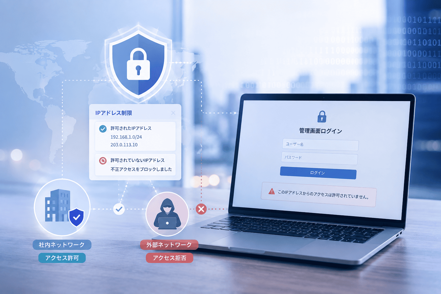 IPアドレスを指定して管理画面へのアクセスを制限する機能