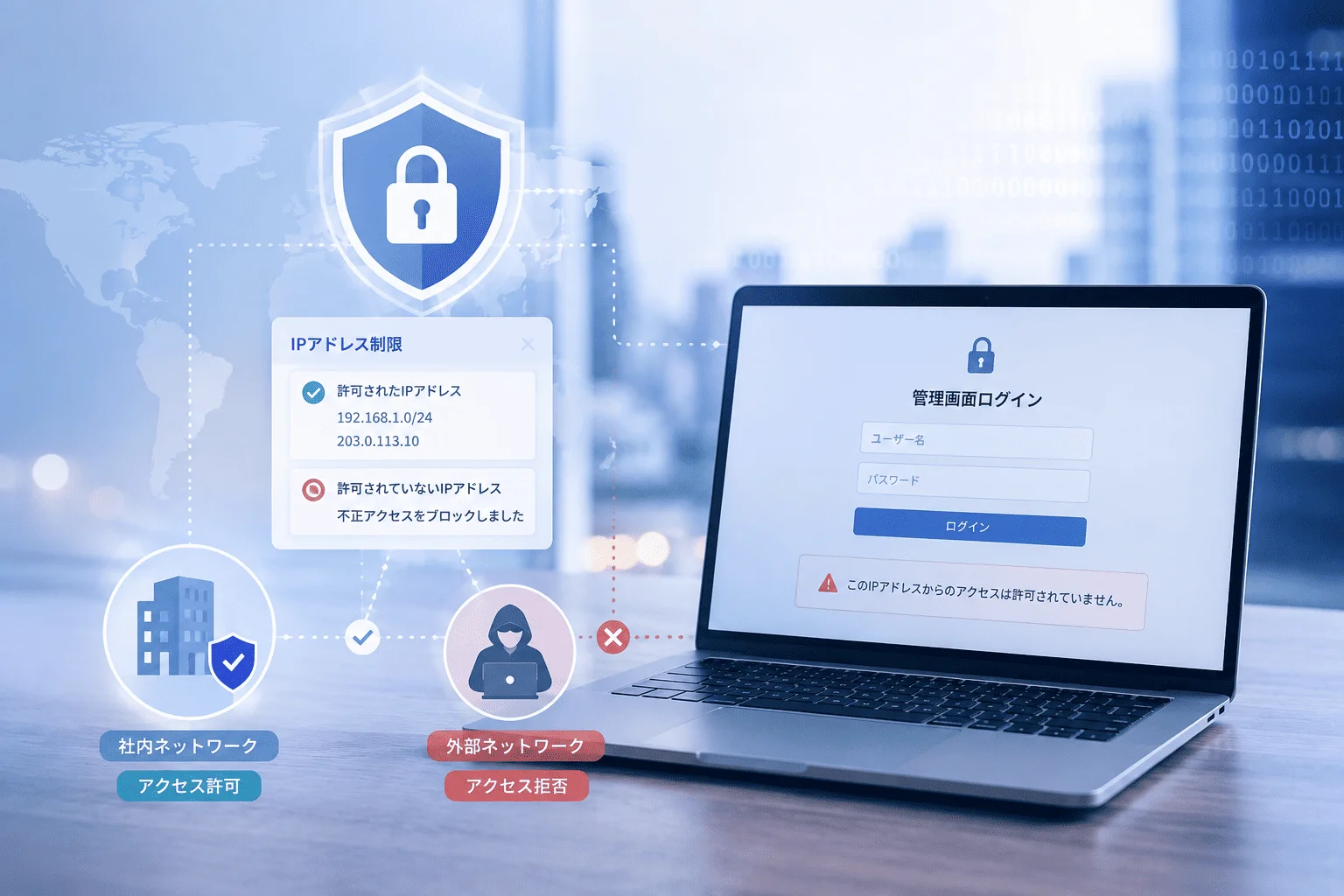 IPアドレスを指定して管理画面へのアクセスを制限する機能